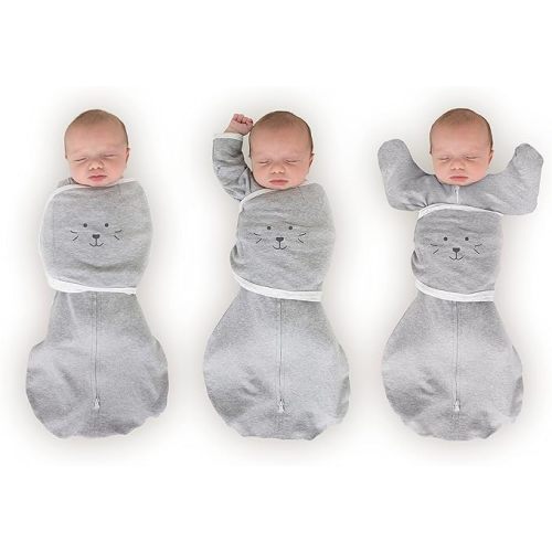 SwaddleDesigns 6-way Omni Swaddle Sack, Arms Up Swaddle for Newborn, Easy Transition Sleep Sack, Small, 0-3 mo, Grey