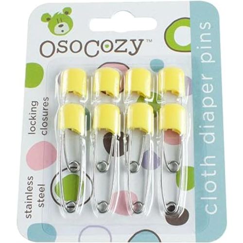 OsoCozy Diaper Pins - {Yellow} - Sturdy, Stainless Steel Diaper Pins with Safe Locking Closures - Use for Special Events, Crafts or Colorful Laundry Pins , 2.875 Inch x 0.25 Inch x 0.5 Inch