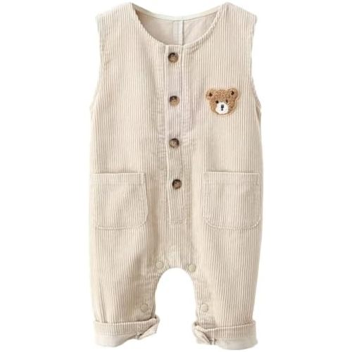 Baby Boy Girl Corduroy Overalls Suspender Stripes Cotton Overalls Adjustable Button Loose Romper 9-30 Months