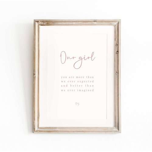 Our girl print, girls nursery print, sweet girl print, nursery print, pink girls print, nursery print, nursery girls wall art, nursery art