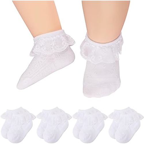 BQUBO Baby Girls Socks Eyelet Ruffle Lace Sock Baby Socks Newborn/Infant/Toddlers Frilly Summer Thin Dress Sock