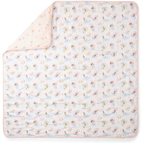 Loulou Lollipop Muslin Quilt Blanket for Baby & Toddler, 4-Layer Tanboocel & Cotton, Soft Breathable Lightweight Quilt for Tummy Time, Stroller, Play Mat & Toddler Naps, 47” x 47” - Mermaids