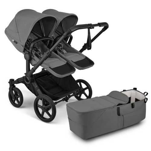 Bugaboo Donkey 6 Duo Complete Stroller Bundle - Black / Moon Grey / Moon Grey