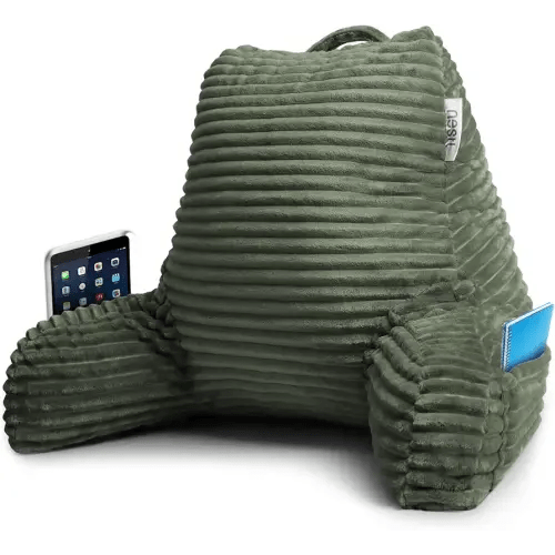 Nestl Reading Pillow for Bed Adult – Back Pillow for Sitting in Bed, Standard Bed Pillows for Sitting Up in Bed, Foam Bed Chair Pillow, Olive Green Bed Rest Pillow