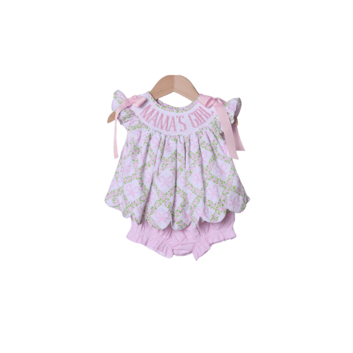 Smocked Mama's Girl Pink Bow Trellis Bloomer Set