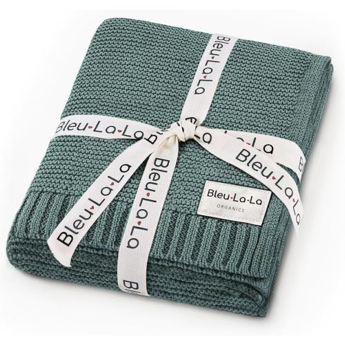 Heritage Knit 100% Organic Cotton Baby Swaddle Blanket for Boys and Girls - Soft Warm Cozy Unisex Receiving Cuddle Blanket for Newborns, Infants & Toddlers (Hunter Green, 0-2 Years)