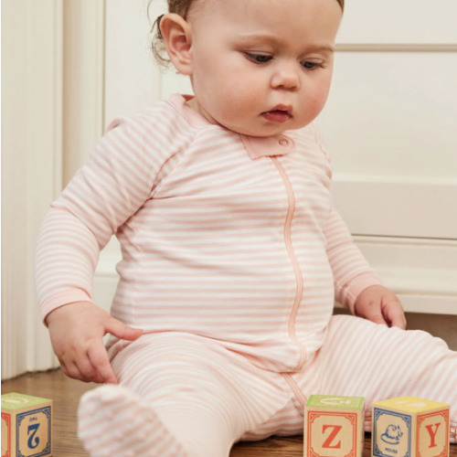 LAKE | Baby | Pima Cotton Pajamas | English Rose Stripe Baby Sleeper