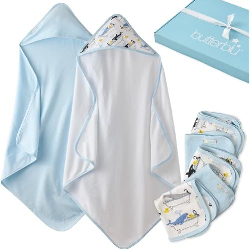 Splash Squad Hooded Towels & Washcloths 100% Organic Cotton