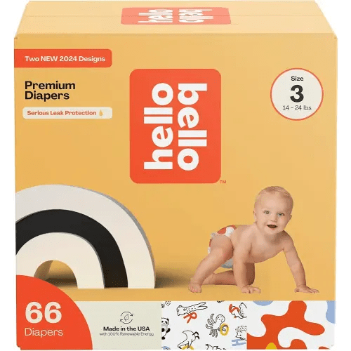 Hello Bello Premium Diapers Size 3, Capital Critters & Get in The Groove Designs, 66ct Club Box