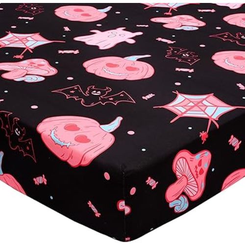 Halloween Crib Sheet,Baby Crib Sheets for Boys Girls,Fitted Crib Sheet for Standard Crib Toddler Mattress Soft Toddler Bed Sheets 52x28in