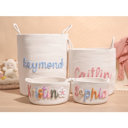 Handmade Name Basket, Personalized Baby Shower Gift Basket, Home Storage Basket, Toy Basket, Toy Organizer, Newborn Gift, Baby Name Gift