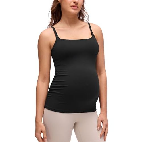 CRZ YOGA Butterluxe Maternity Clip Down Nursing Tank Tops - Adjustable Straps Womens Pregnancy Casual Cami Shirt Built in Bra