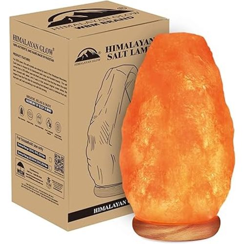 Himalayan Glow Natural Himalayan Salt Lamp with Dimmer Switch - All Natural and Handcrafted with Wooden Base – 6-8 lbs
