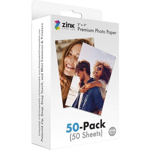 Zink 2"x3" Premium Instant Photo Paper (50 Pack) Compatible with Polaroid Snap, Snap Touch, Zip and Mint Cameras and Printers