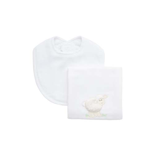 Lamb Basic Bib & Burp Boxed Set, White