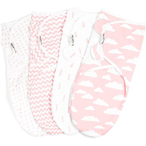 BaeBae Goods Swaddle Blanket, Adjustable Infant Baby Swaddling Wrap Set of 4, Baby Swaddling Wrap Blankets for Boys and Girls Made in Soft Cotton (0-3 Months)