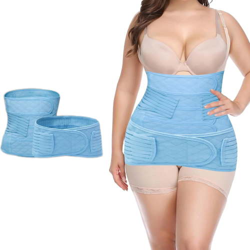 2 in 1 Postpartum Belly Band Wrap(Blue), C-Section Support Belt, Post Partum Support Recovery Waist/Pelvis Belt, Belly Band Binder Girdle Stomach XL