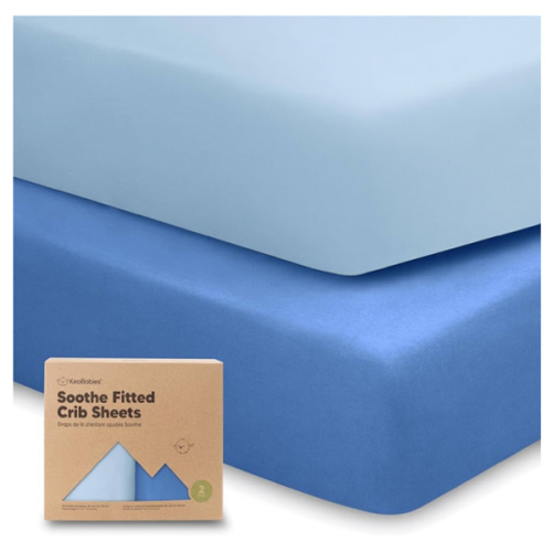 KeaBabies 2-Pack Organic Crib Sheets for Boys, Girls - 52x28 Fitted Crib Mattress Sheet Neutral, Breathable Jersey Cotton Cover for Baby Bed, Toddler Mattress, Soft & Cute Prints (Cornflower)