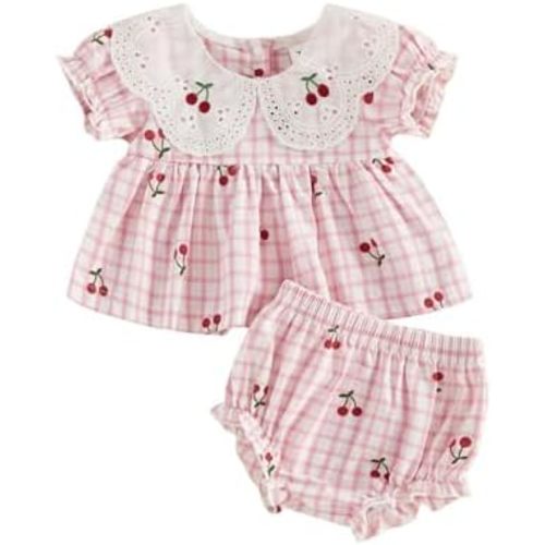 Infant Baby Girls Summer Outfits 3 6 12 18 24 Months Girl Shorts Set Short Sleeve Spring Fall Smocked Clothes
