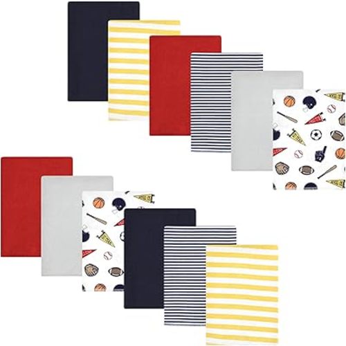 Luvable Friends Hudson Baby Flannel Burp Cloths 12pk, Sports