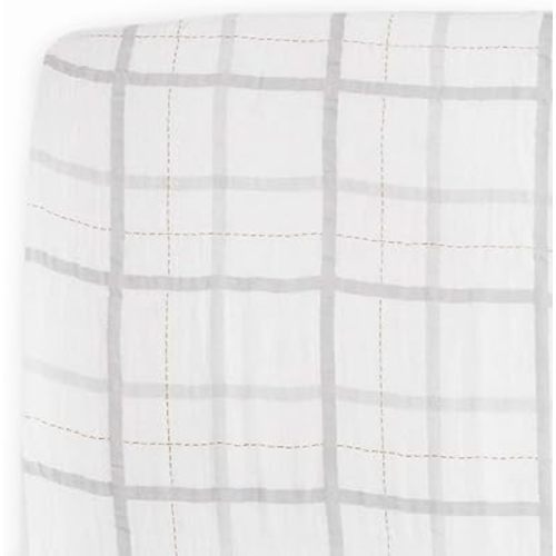 Little Unicorn Grey Plaid Fitted Crib Sheet | 100% Cotton Muslin | Super Soft | Sized for Standard Baby Crib & Toddler Mattress | Machine Washable | 52” x 28” x 6”
