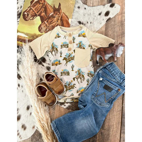 Buckaroo Bronc Button Short Sleeve Onesie – theFRINGEDpineapple