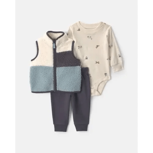 Baby Boy 3-Piece Fox Teddy Fleece Layering Set - Blue | Carter's