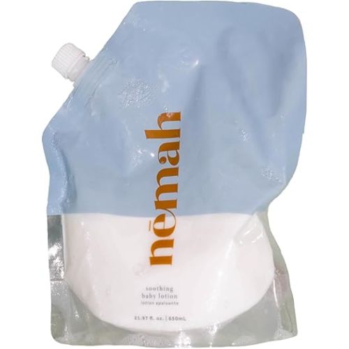 Nemah Baby Lotion Refill, Baby Moisturizer For Sensitive Skin, Lotion For Newborn And Toddlers, With Chamomile Aloe Vera Jojoba Oil, Lightweight Non-Greasy, Fast Absorbing, Vegan, 21.97 Fl Oz, Refill