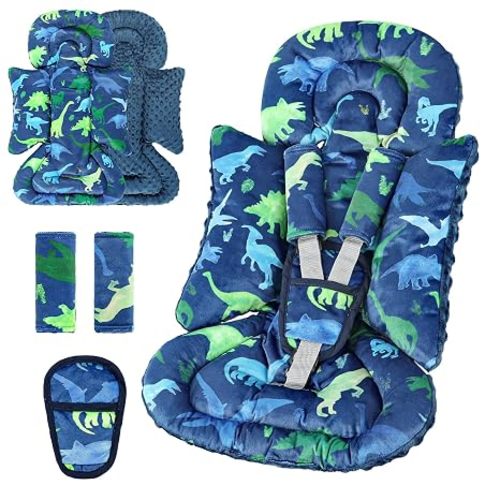 TANOFAR Car Seat Head Support Baby - Infant Car Seat Insert for Newborn Girls Boys - Soft Carseat Head Support for Infant - Newborn Carseat Insert for Car Seats, Strollers, Swings, Bouncer (Dinosaur)