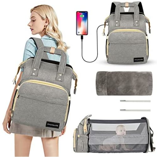 AmyHomie 6in1 Baby Diaper Bag Backpack,Diaper Bag with Changing Station,Newborn Registry Baby Shower Gifts