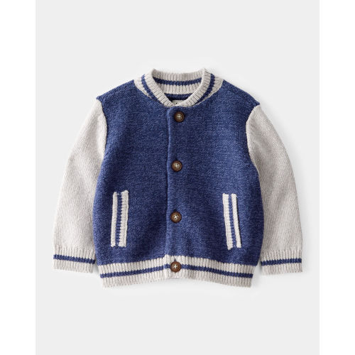 Baby Jersey Knit Varsity Button-Down Sweater - Navy - OshKosh B'gosh | Carter's