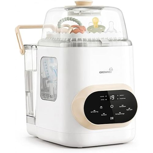 Grownsy EaseClean Pro Bottle Washer | Visible Cleaning Windows | All-in-One Wash, Sterilize & Dry System | 360° High-Pressure Cleaning | for Bottles, Pump Parts & Baby Essentials