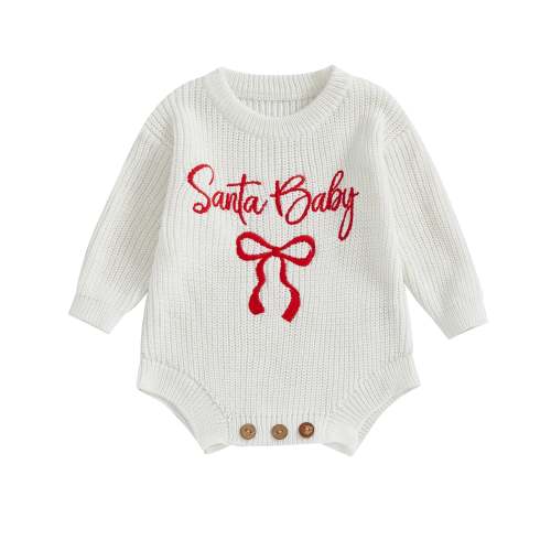 Santa Baby Girls Ribbed Knit Romper – Peachy Bloomers