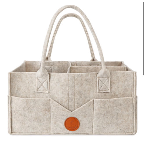 Maliton Baby Diaper Caddy Organizer for Changing Table, Nursery Storage Bin Basket with Handle, Felt Diaper Organizer Suitable for Indoor Outdoor (Khaki)