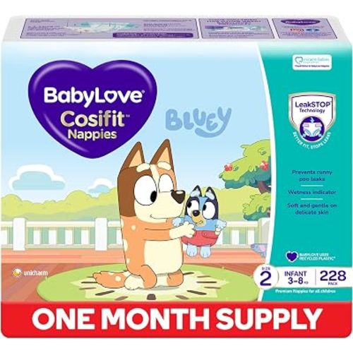 BabyLove Cosifit Nappies Size 2, 228 Count, 3–8 kg Value Pack