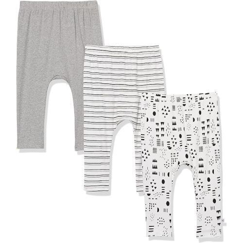 3-6M | HonestBaby Boys Organic Cotton Cuff-Less Harem Pants Multipack, 3-Pack Pattern Play, 3-6 Months