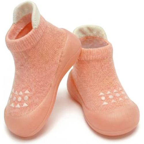 Hstyle Baby Sock Shoes Toddler Walking Shoes Infant Non-Slip Slippers Soft Rubber Sole Sneakers for Baby Boys Girls