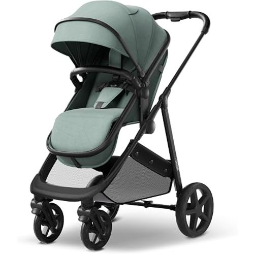 Mompush Wiz 2-in-1 Bassinet Stroller Reversible Seat, One-Hand Fold, Sage