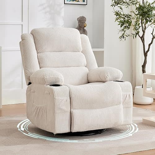 Garvee Rocking Recliner Chair for Adults Wide 360° Swivel Rocker Recliner