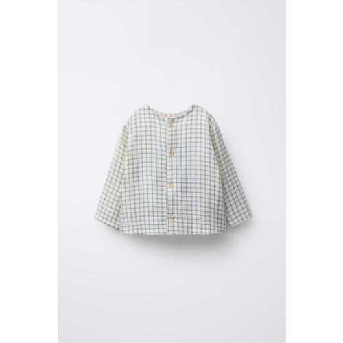 PLAID TEXTURED SHIRT - Ecru / Blue | ZARA United States