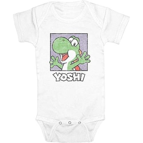 Fifth Sun Infant's Nintendo Distressed Yoshi Portrait Bodysuit - White - 6 Months
