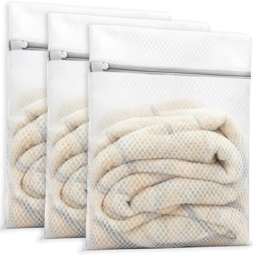 PrettyCare 3 Medium (12 x 16 in) Mesh Laundry Bags for Delicates, Durable Honeycomb Wash Bags with Premium Zippers - Laundry Essentials Mesh Bags for Lingerie, Bras, Socks, Sweater, Travel & Organize