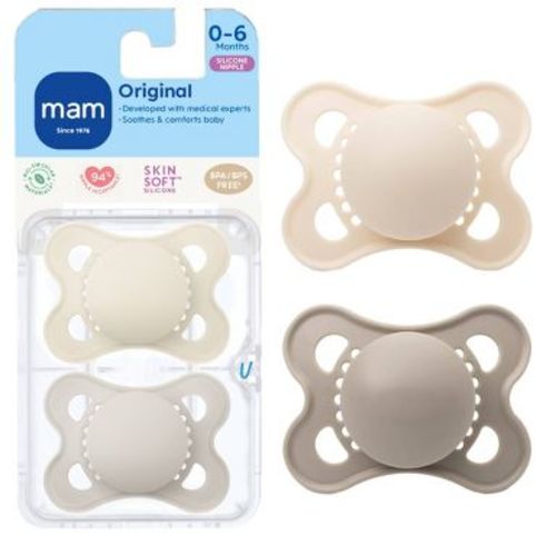 MAM Matte Original Unprinted Pacifier 0-6 Months - Unisex - 2pc