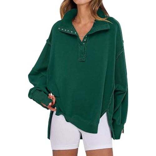 ANRABESS Sweatshirt for Women Oversized Henley Fall Outfits