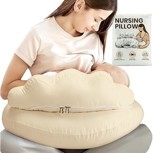 PILLANI Nursing Pillow, Breastfeeding Pillows for Enhanced Safety & Comfort for Mom & Baby, Removable Cotton Cover, Adjustable Waist Strap, Breastfeeding Essentials, Baby Registry Search