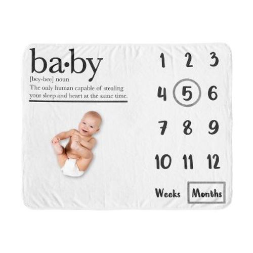 Sweet Jojo Designs Gender Neutral Unisex Baby Milestone Blanket Dictionary Black and White