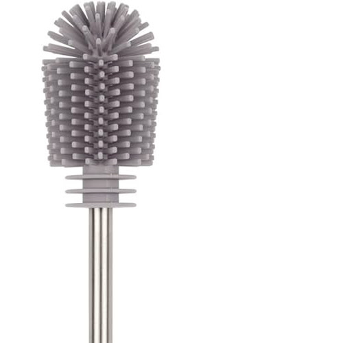 Haakaa Silicone Cleaning Brush - Baby Bottle Brush Cleaner for Breast Pump,Nipple,Breast Milk Storage Bag - Food Grade Silicone - 1 Count - Grey