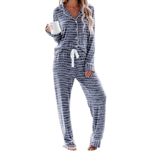 Aamikast Women's Pajama Sets Long Sleeve Button Down Sleepwear Nightwear Soft Pjs Lounge Sets