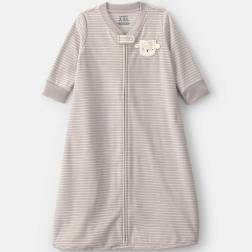 Baby Sheep Striped Fleece Loose Fit Wearable Blanket - Grey | Carter’s Oshkosh Canada