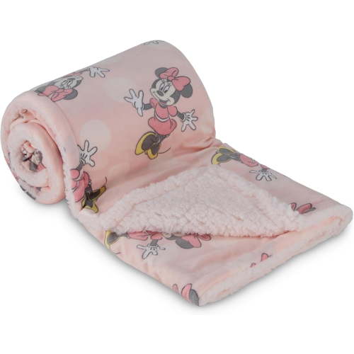 Disney Baby Blanket, Plush Mink & Sherpa Throw, Ultra-Soft Newborn & Infant Blanket, 30” x 40” – Minnie Mouse